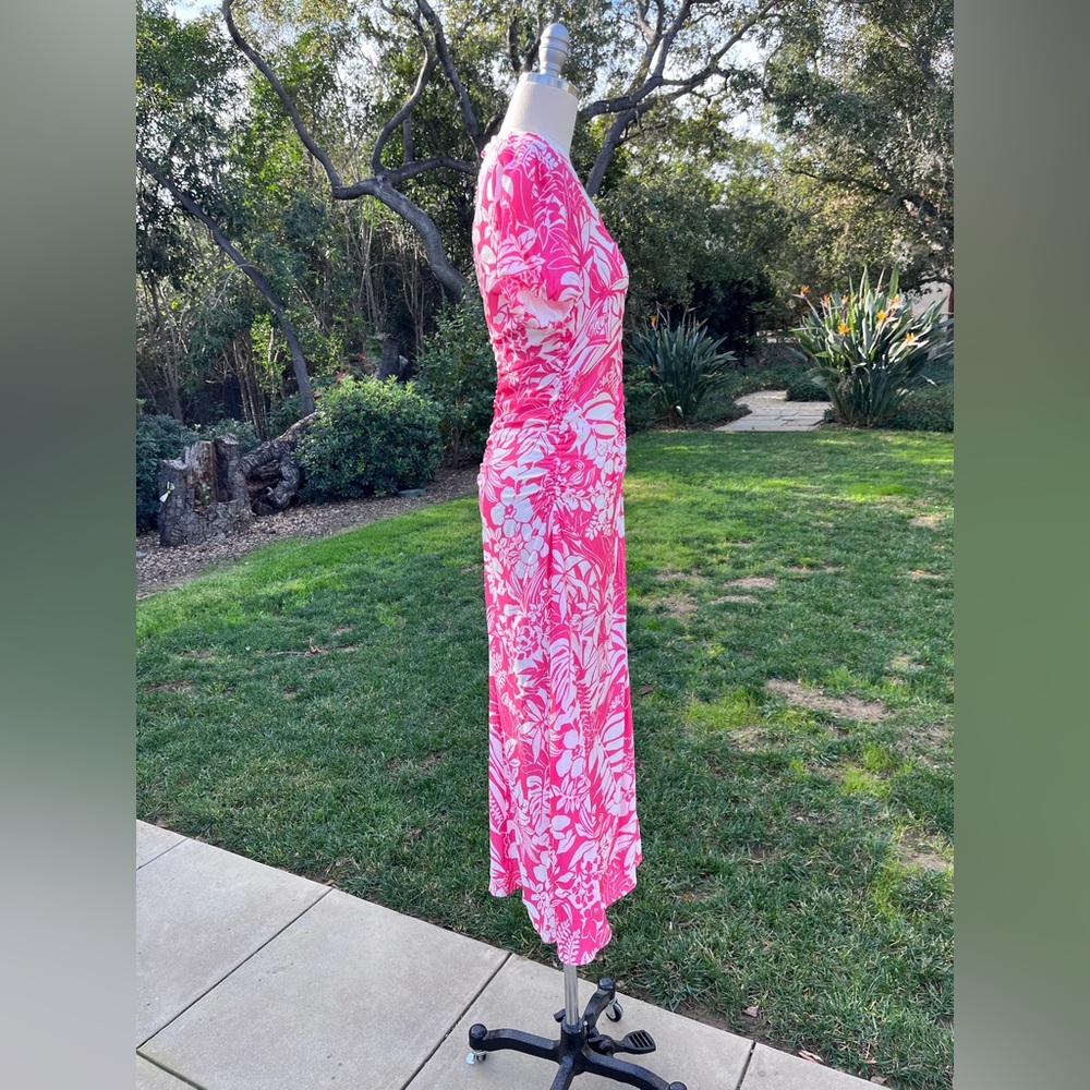 J. McLaughlin "Fernanda" ruched and printed midi dress - size 0 - Picture 3 of 4